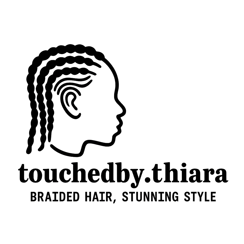 TouchedByThiara braiding website and appointment system logo